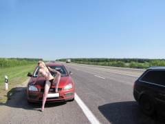 Попутчица соблазняет водителей голым телом 3 фото